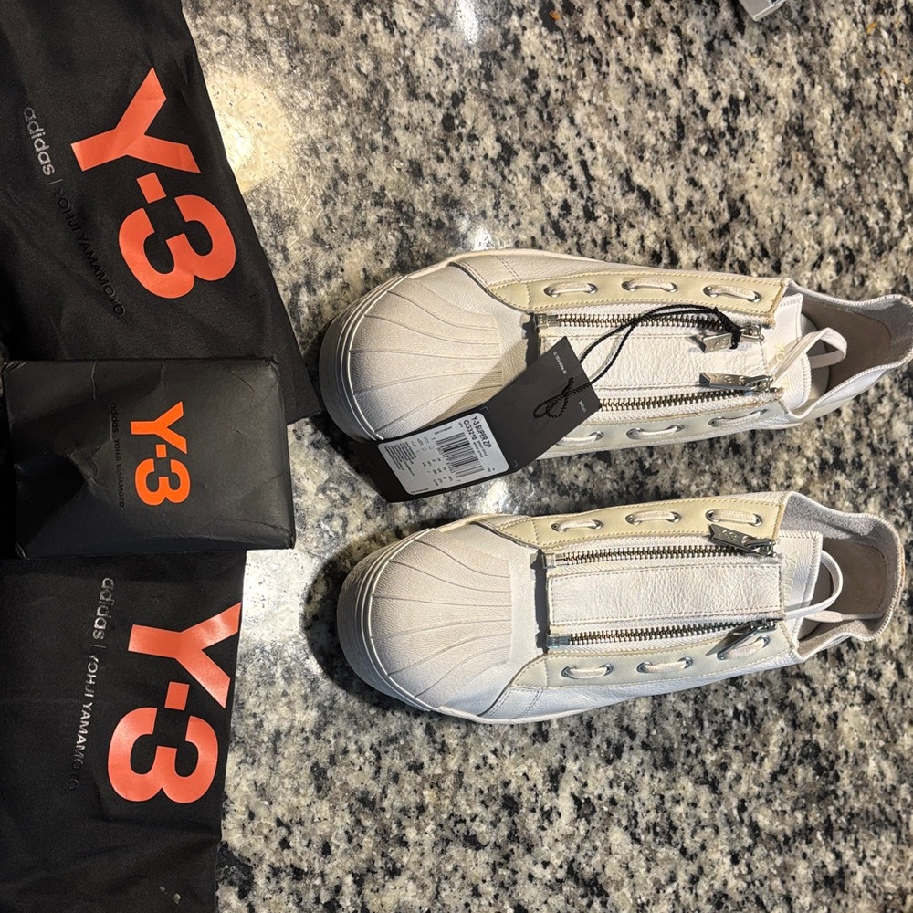 Y-3 Cream Sneakers with laces and dust bags